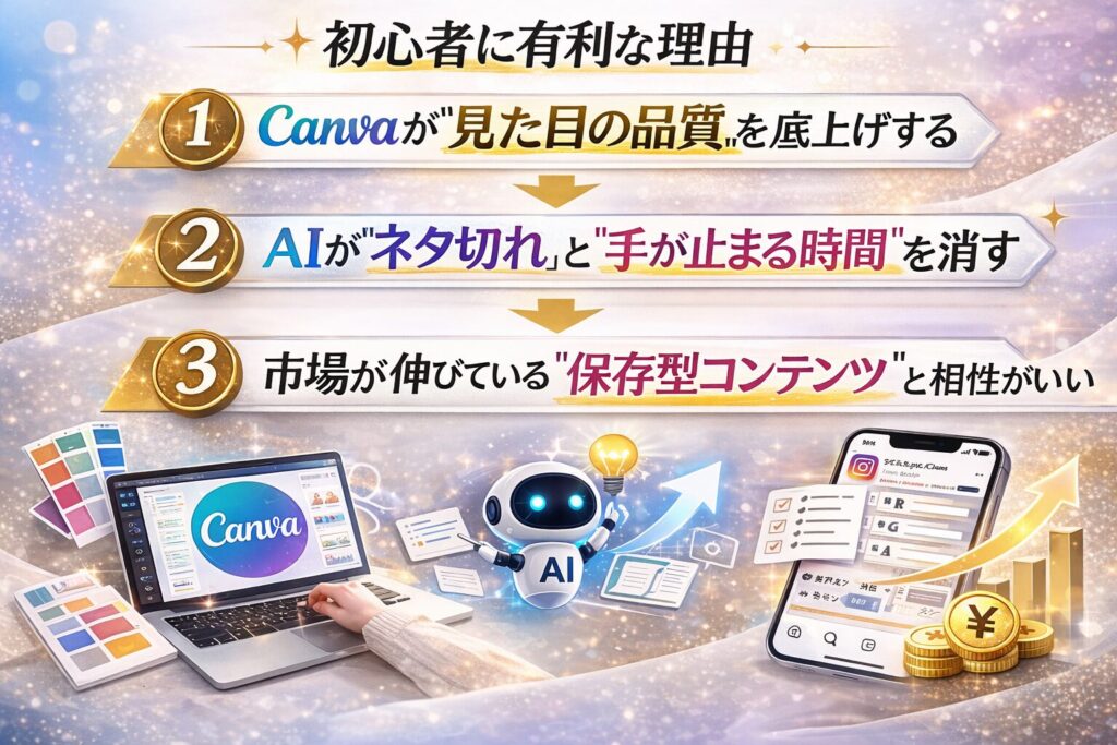 なぜ今「Canva×AI×インスタ」が初心者に有利なのか