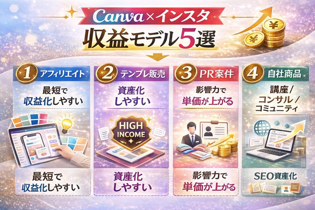 Canva×インスタ収益モデル5選(比較して決める)